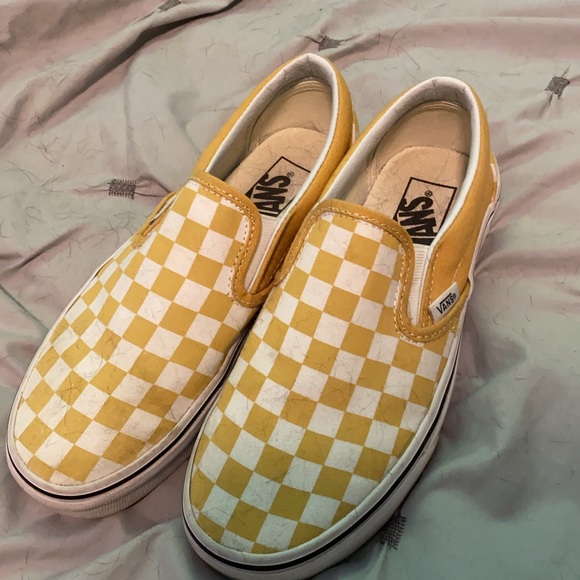 vans yellow and white checkered